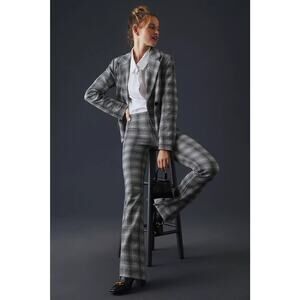 Anthropologie Maeve Plaid‎ Pull on Pants Trousers | Black White Gray | SZ M